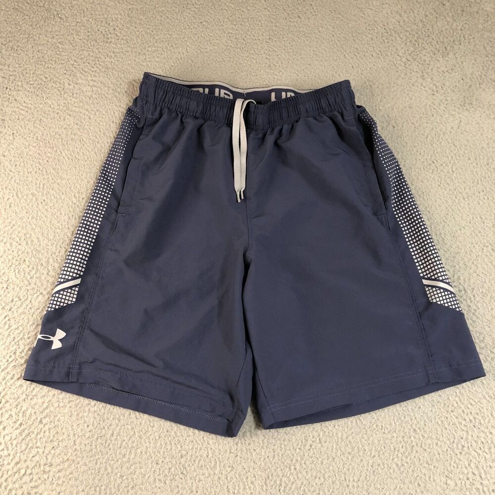 Under Armour Shorts Mens Medium Blue Heatgear Gym Workout Logo Athletic Pockets